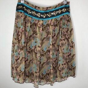 Free People Sequin Belted Floral Skirt